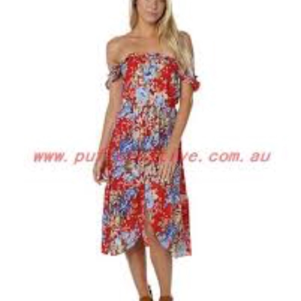 Auguste the Label Fire Engine Red Midi Dress